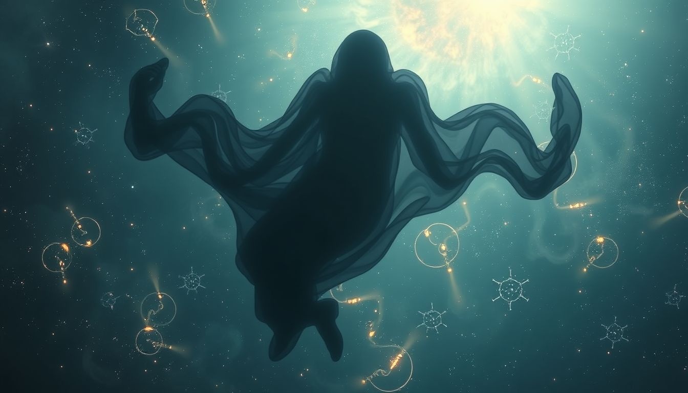 Een zwart duikpak symboliseert diepe innerlijke emoties en onzekerheid.