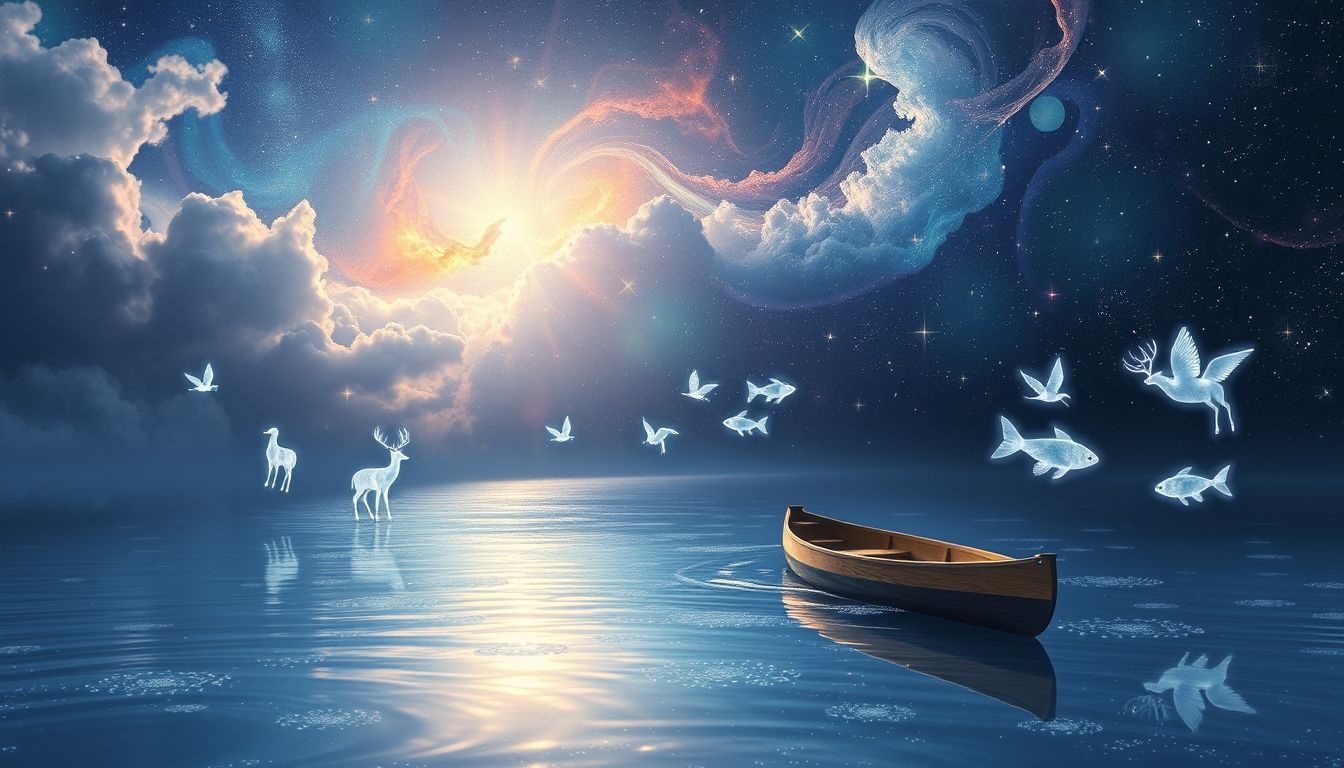 Kanoën met dieren symboliseert harmonie tussen intuïtie en natuur.