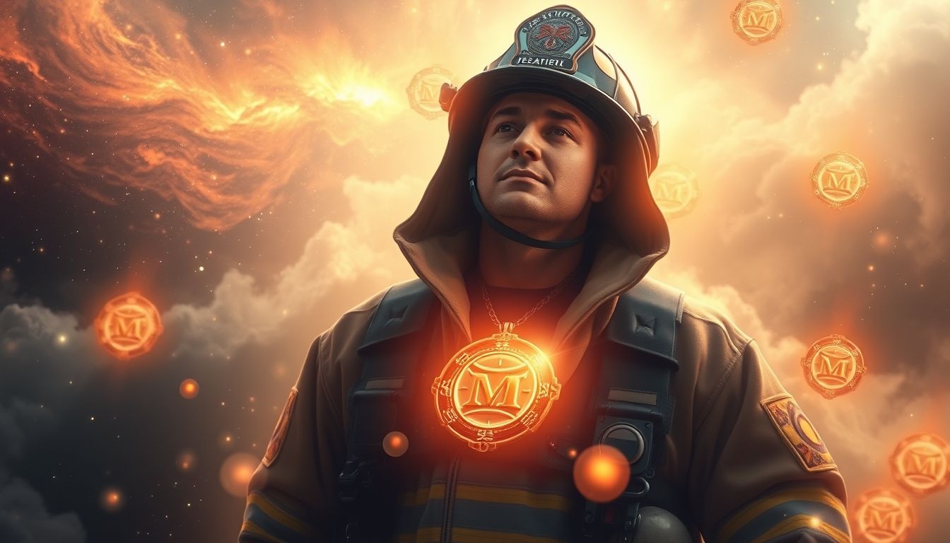 Dromen over een brandweerman met medaille symboliseert heldhaftigheid en erkenning.