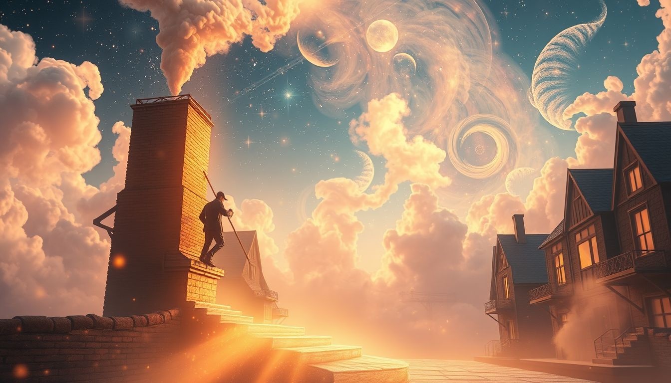 Een schoorsteenveger in zon symboliseert geluk en nieuwe kansen.