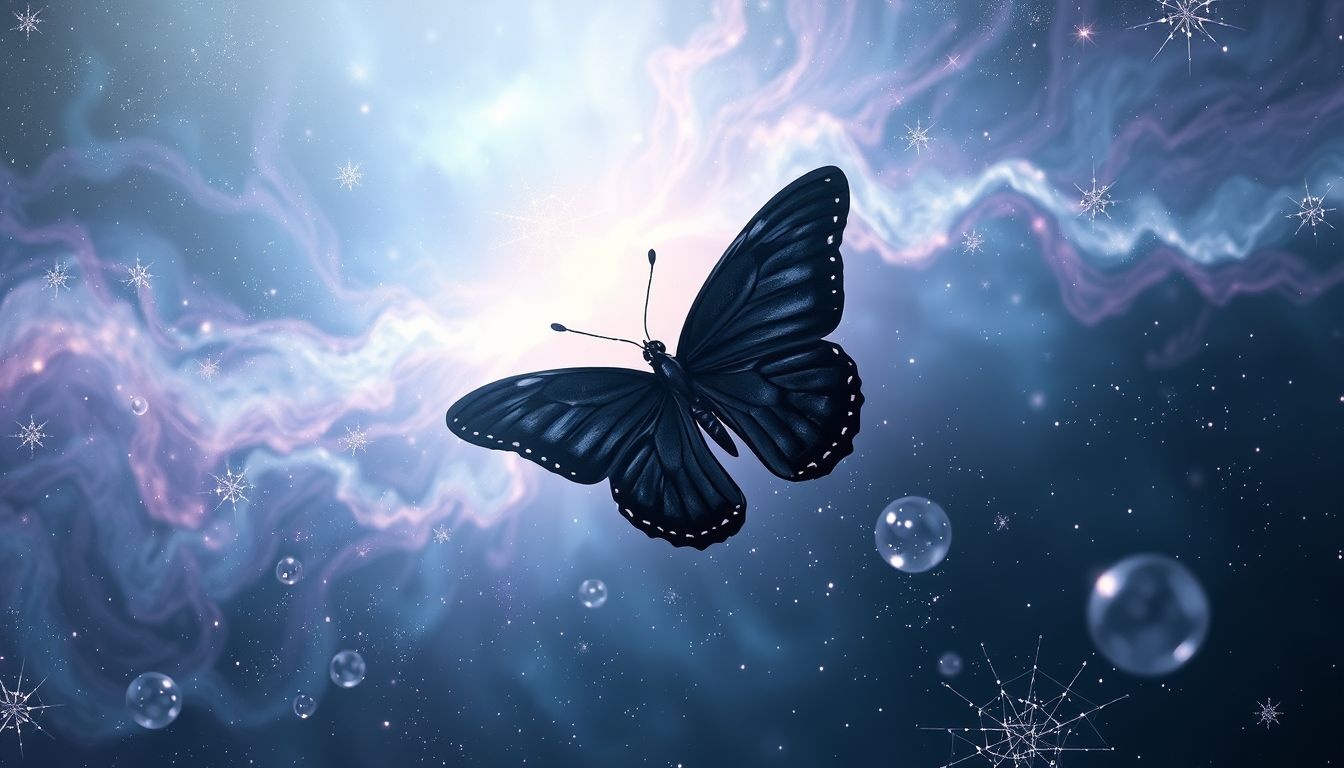 Een zwarte vlinder symboliseert vaak transformatie en mysterie.