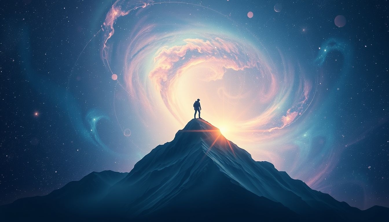 Een berg beklimmen symboliseert persoonlijke groei en uitdagingen overwinnen.