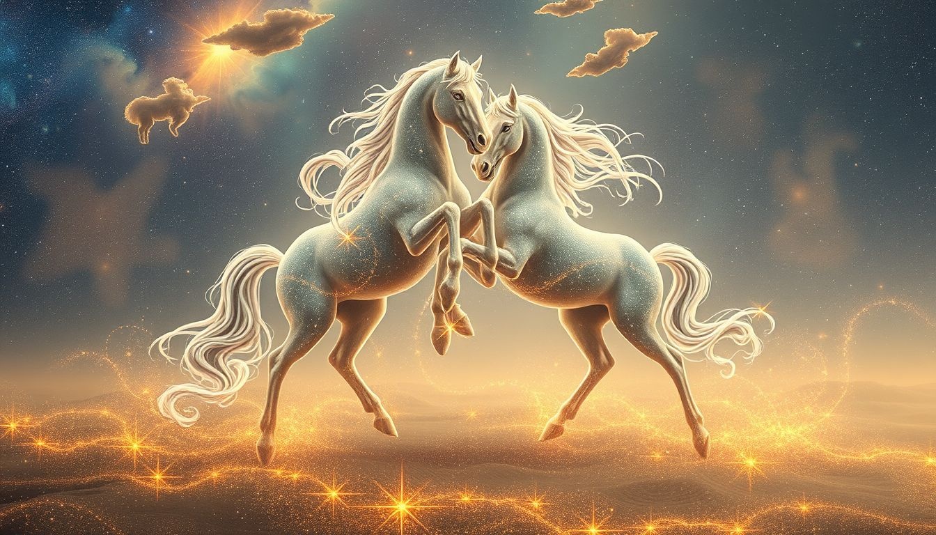 Een span paarden symboliseert kracht en harmonie in samenwerking.