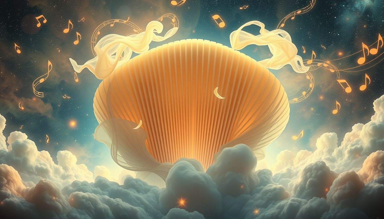 Een grote concertina in dromen symboliseert emotionele uitbarsting en harmonie.