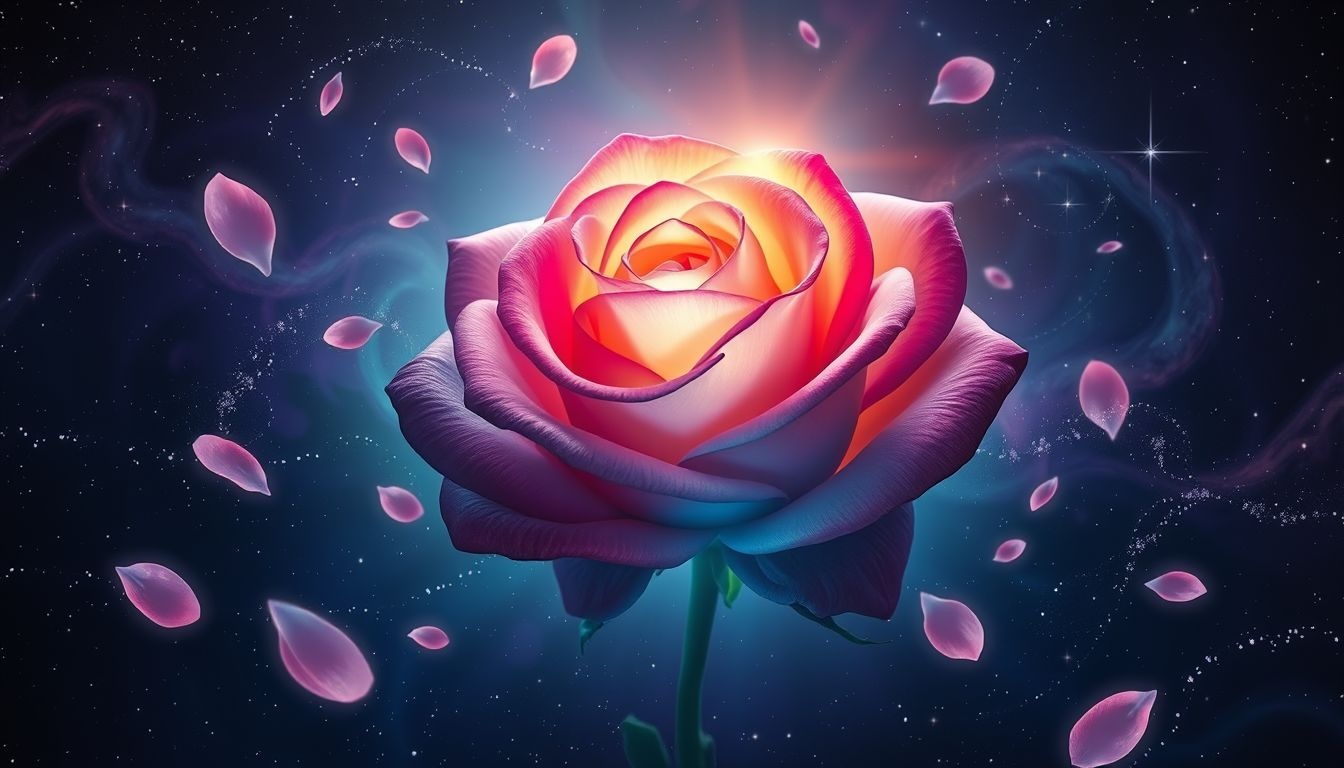 Een kleurveranderende roos symboliseert innerlijke transformatie en groei.