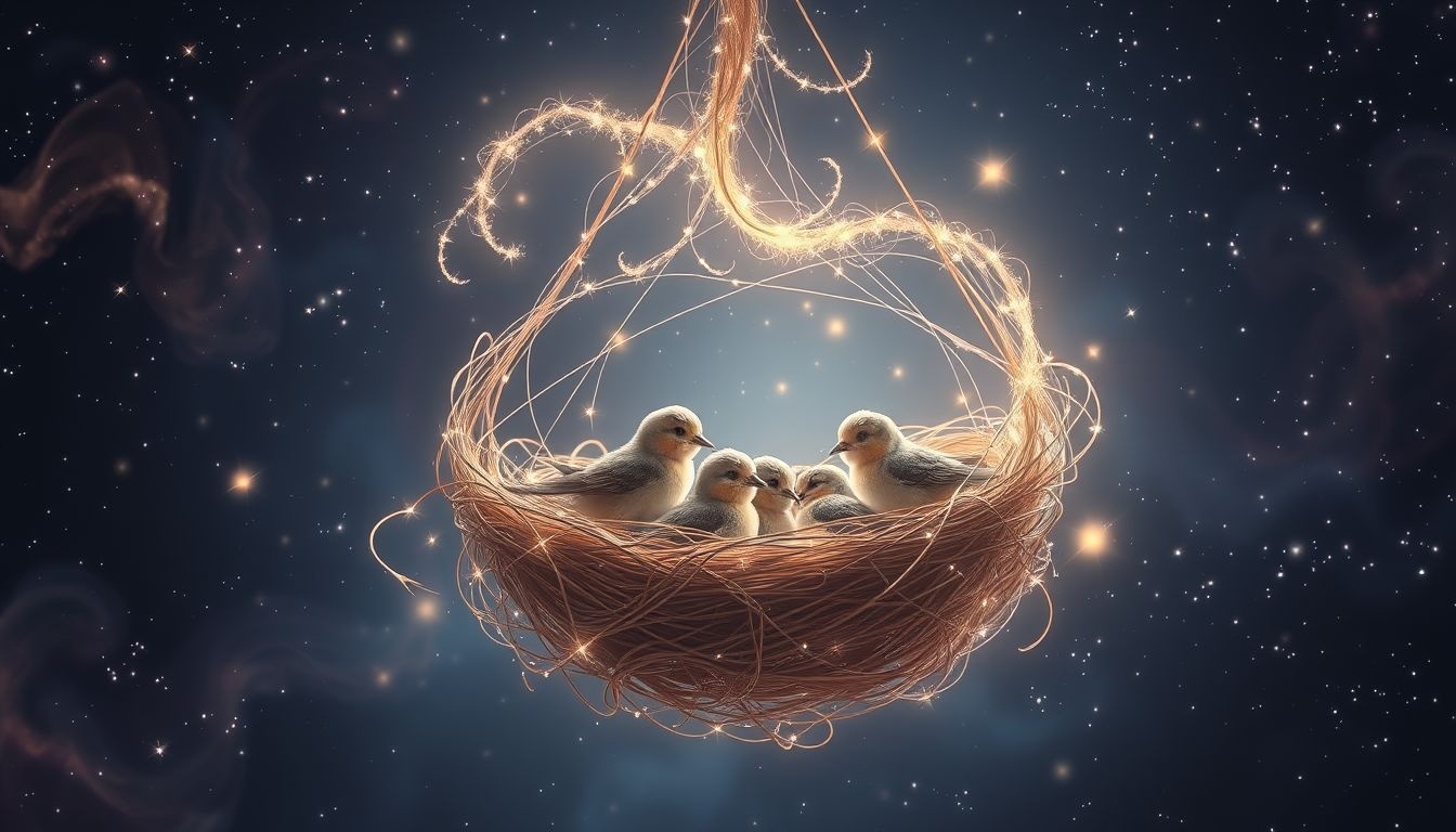 Een zwaluwjongen in een nest symboliseert nieuwe kansen en groei.