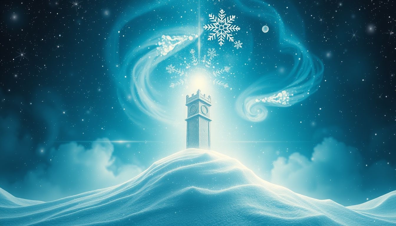 Een torenkruis in sneeuw symboliseert zuivere spirituele bescherming.