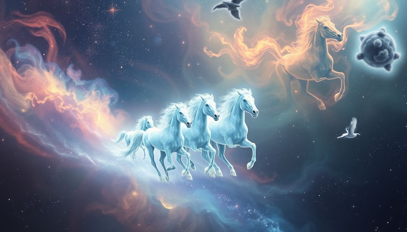 Een span paarden achtervolgd symboliseert ontsnappen aan stressvolle situaties.