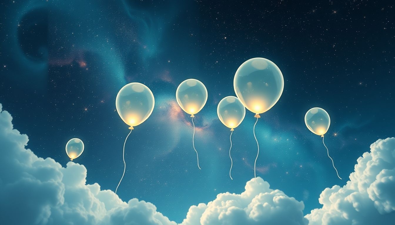Ballonnen symboliseren loslaten van zorgen en innerlijke vrijheid.