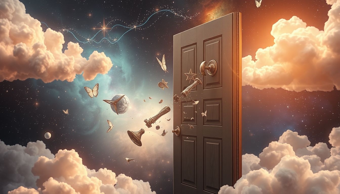 Een afgebroken deurklink symboliseert gemiste kansen en onzekerheid.