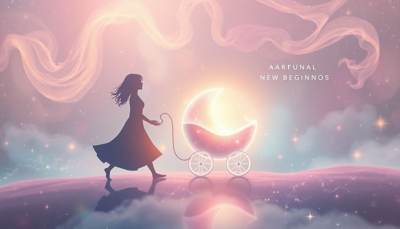 Een kinderwagen duwen symboliseert zorgen en verantwoordelijkheid voor groei.