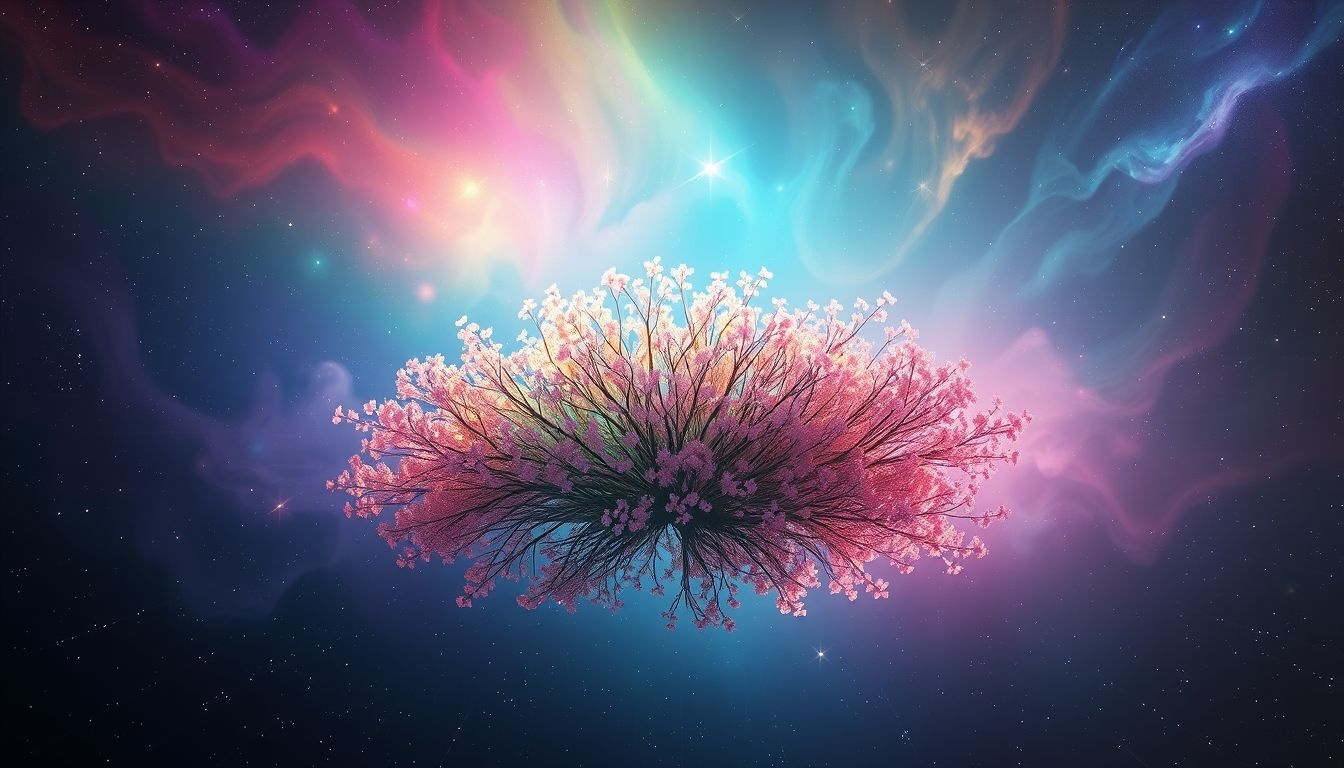 Een kleurveranderend bosje symboliseert innerlijke transformatie en groei.