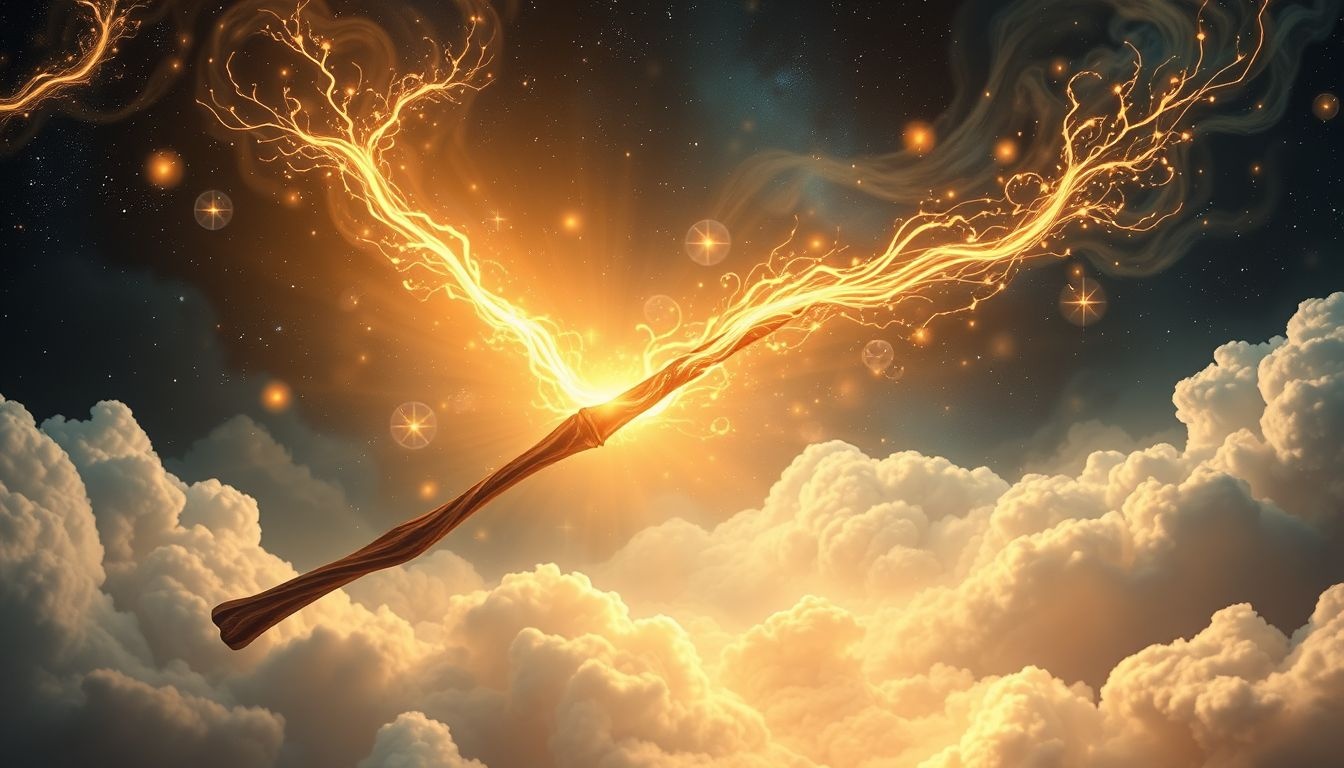 Een lichtgevende hazelaarstok symboliseert innerlijke wijsheid en inzicht.