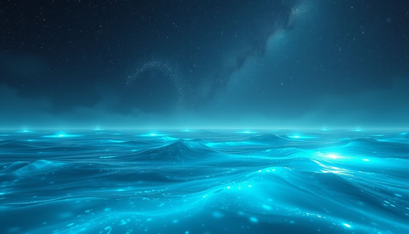 Een lichtgevende zee symboliseert intuïtie en verborgen emoties.