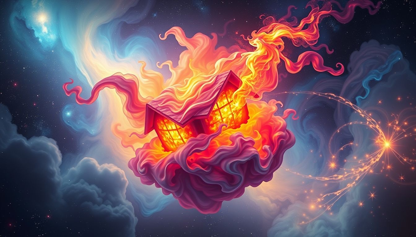 Een brandend huis symboliseert vaak ingrijpende levensveranderingen.