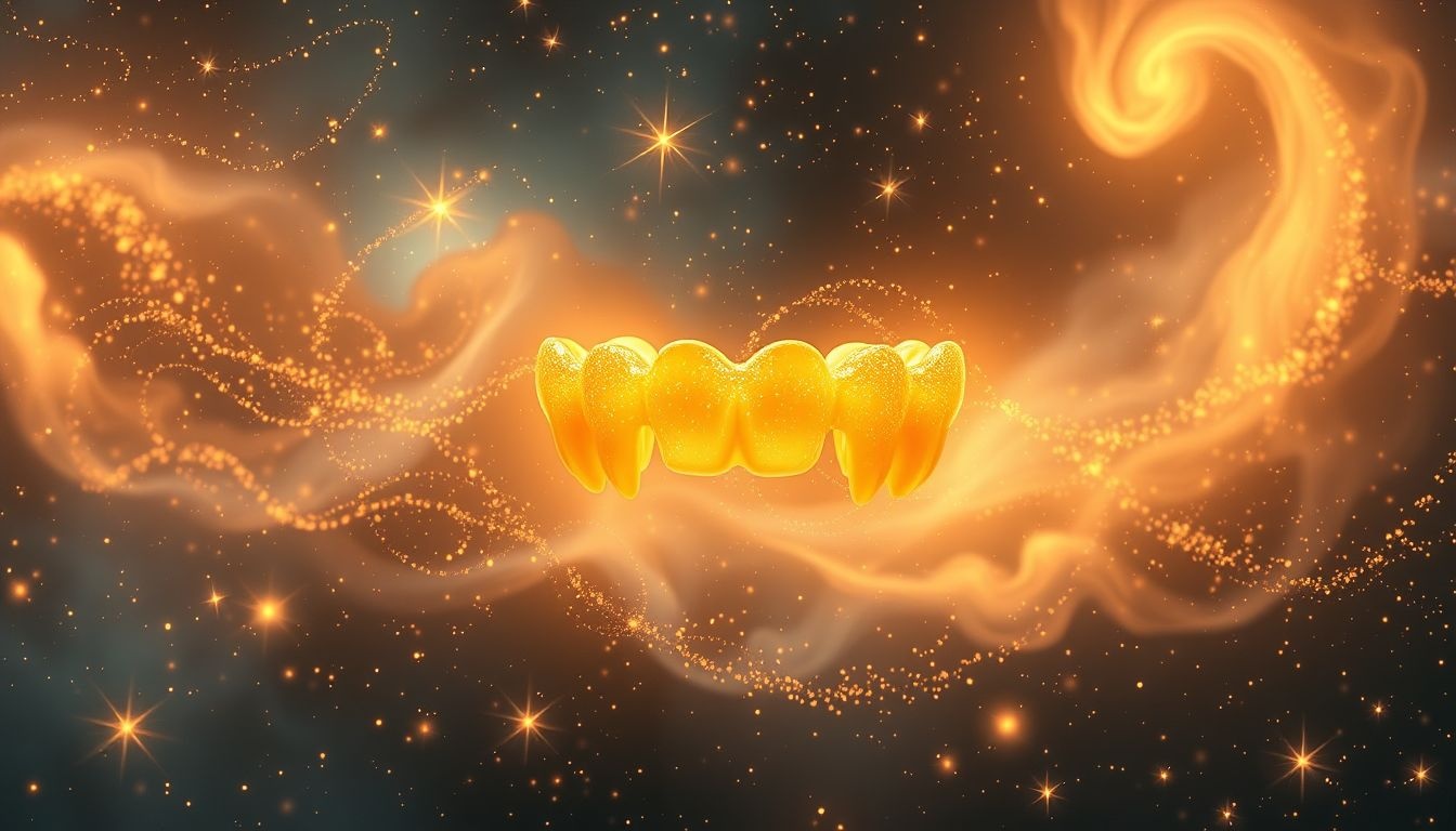 Dromen over glanzende gouden tanden symboliseren zelfvertrouwen en succes.