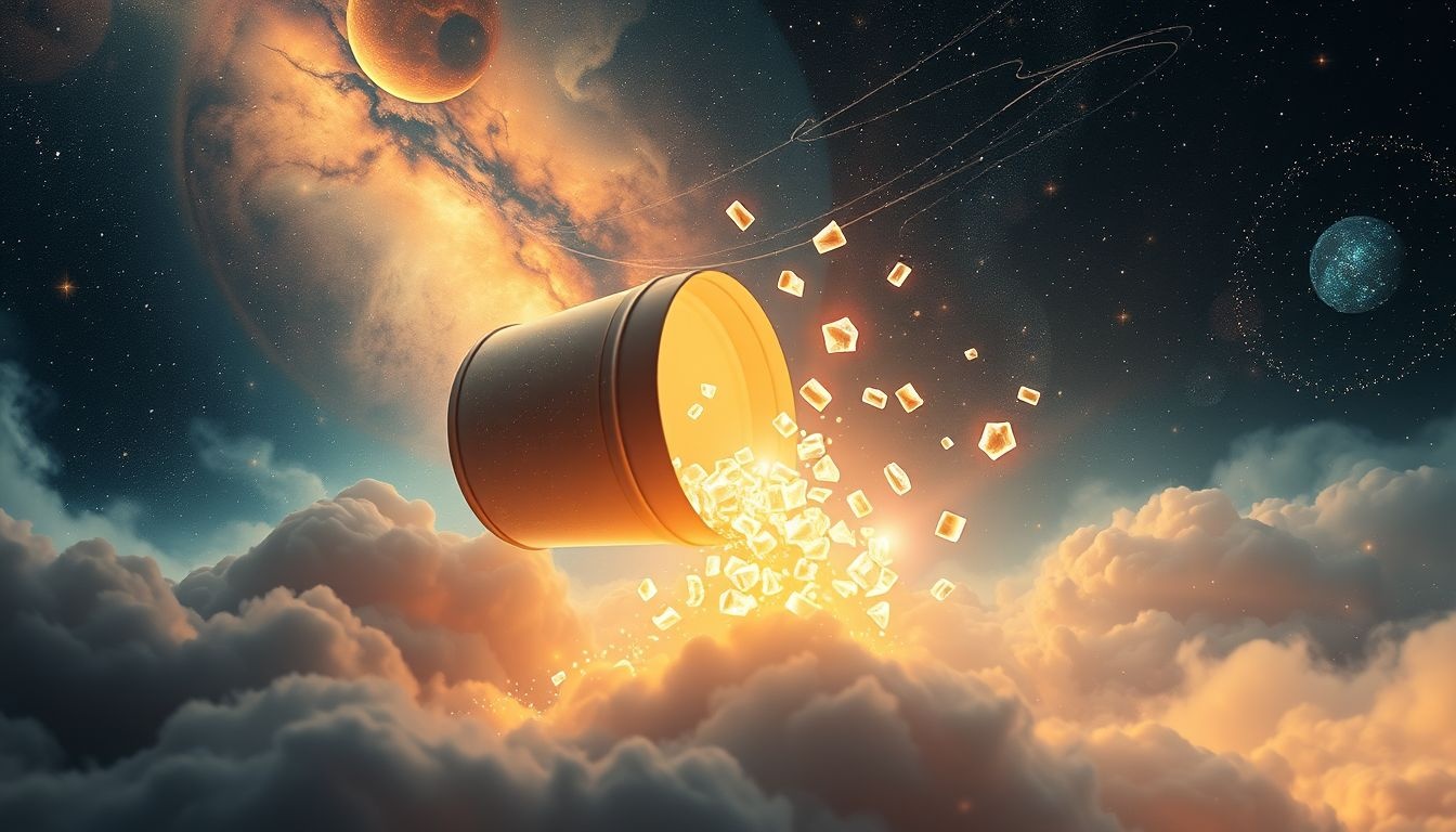 Een omgevallen prullenbak kan chaos en verlies van controle symboliseren.