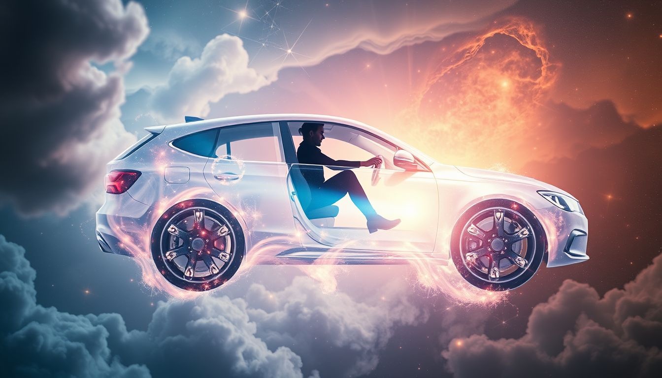 Een bekende in auto zonder remmen symboliseert controleverlies nabij.