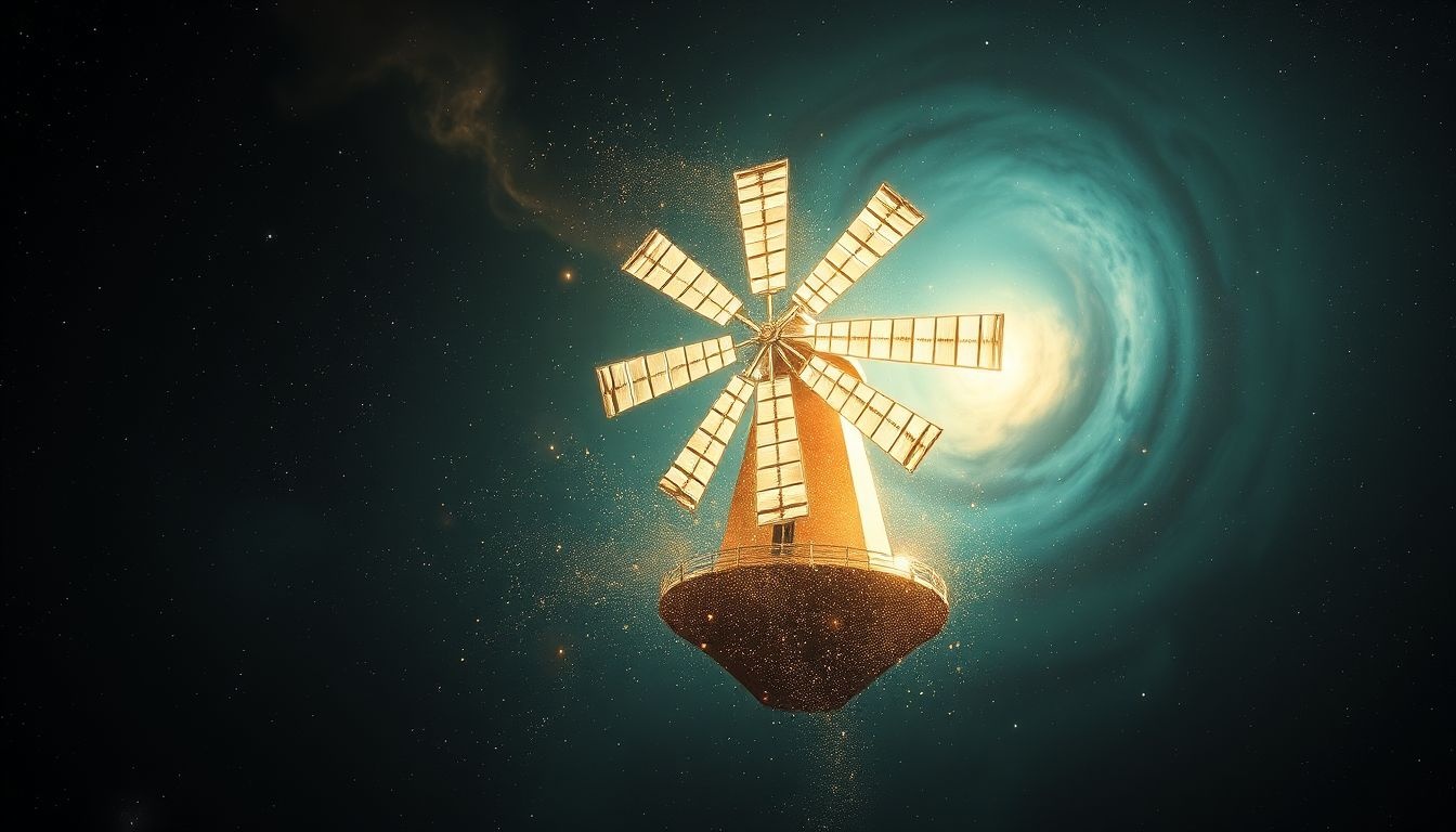 Een korenmolen met gebroken wieken symboliseert stagnatie en verlies.