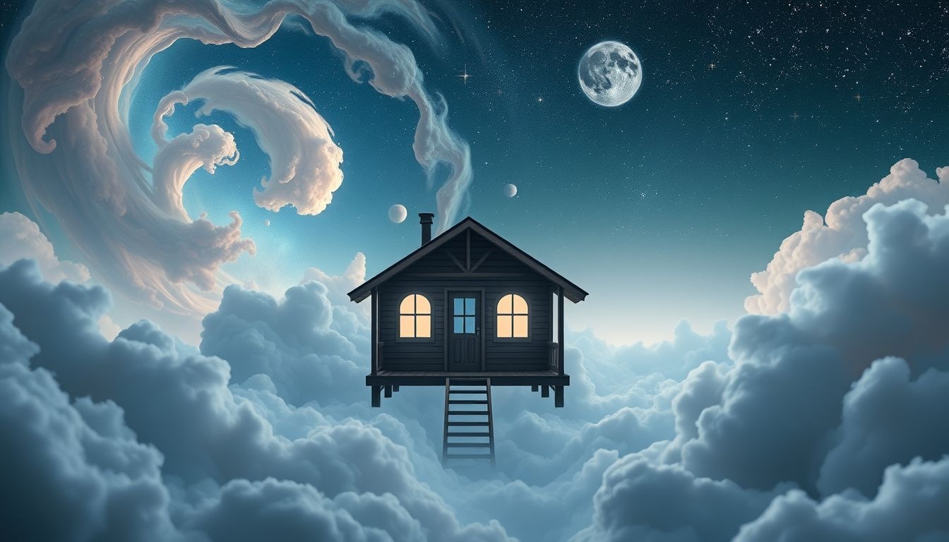 Een simpel houten huisje symboliseert veiligheid en innerlijke rust.