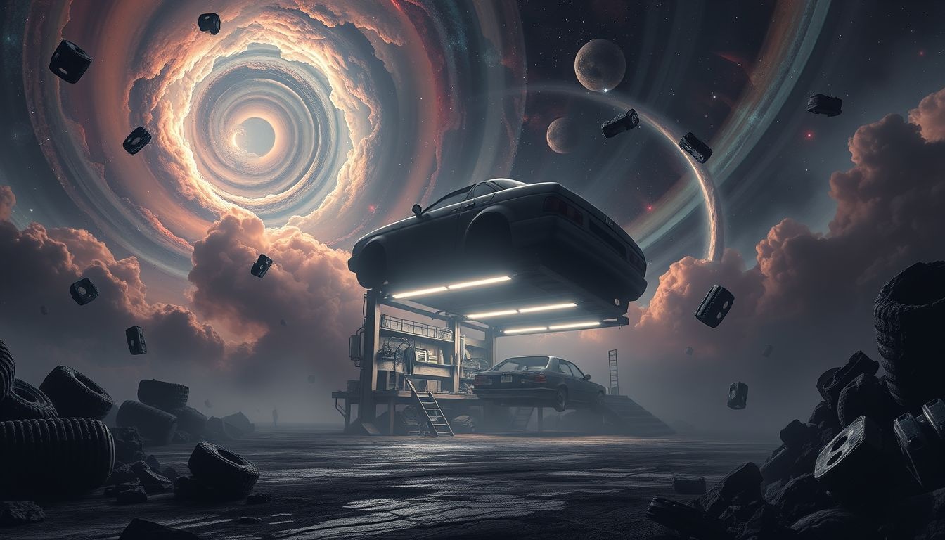 Een verlaten autoreparatiewerkplaats symboliseert vaak emotionele verwaarlozing.