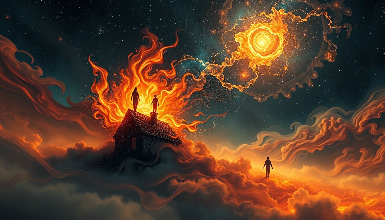 Dromen van ontsnappen uit brand symboliseren persoonlijke transformatie en bevrijding.