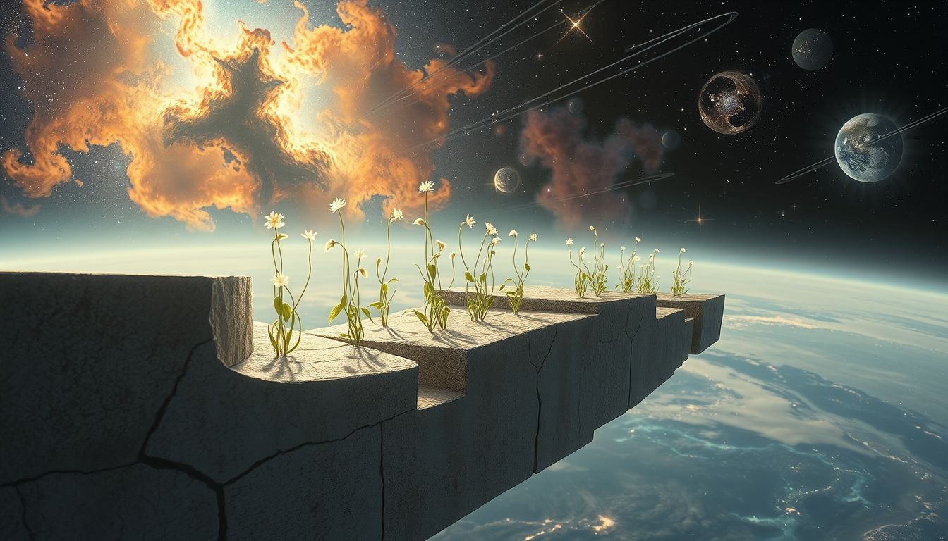 Onkruid dat door beton groeit symboliseert doorzettingsvermogen en kracht.