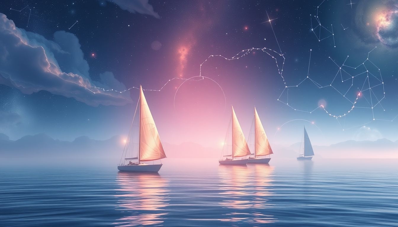 Een regatta op kalme zee symboliseert innerlijke rust en harmonie.