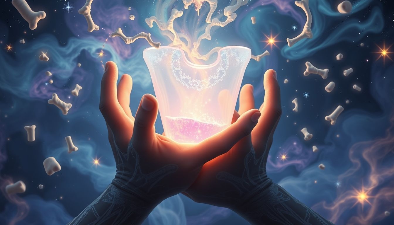 Het drinken uit een beenderen beker symboliseert innerlijke transformatie en wijsheid.