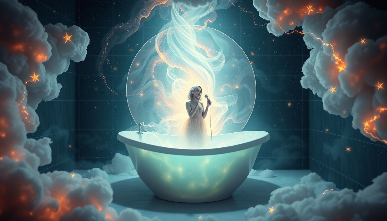 Zingen in de badkamer symboliseert vrijheid en zelfexpressie in dromen.