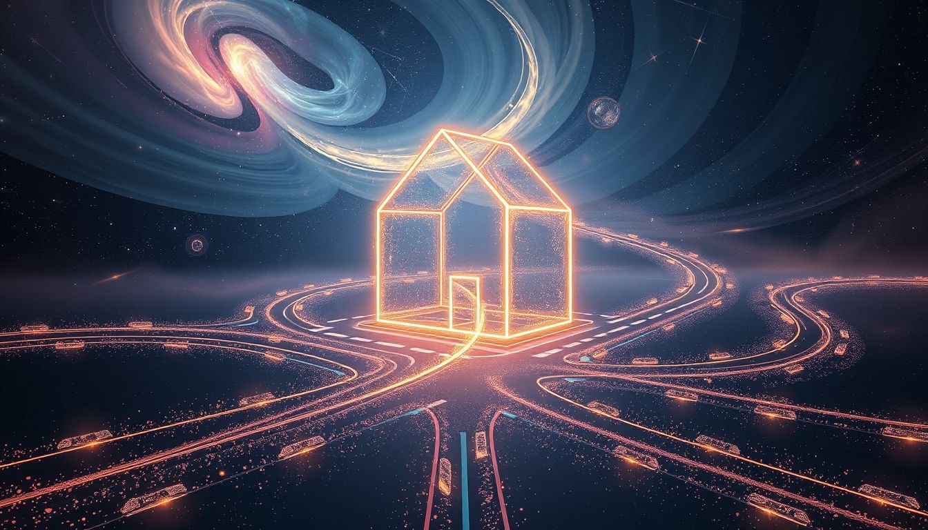 Een hoekhuis symboliseert bescherming te midden van dagelijkse drukte.