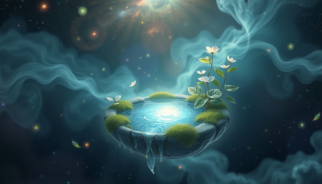 Een kleine tuin met water symboliseert innerlijke rust en vernieuwing.