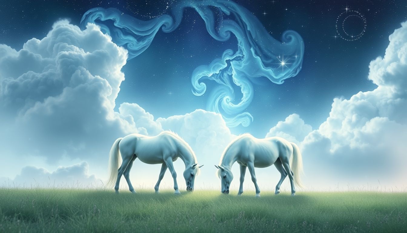 Een span paarden grazen symboliseert innerlijke rust en harmonie.