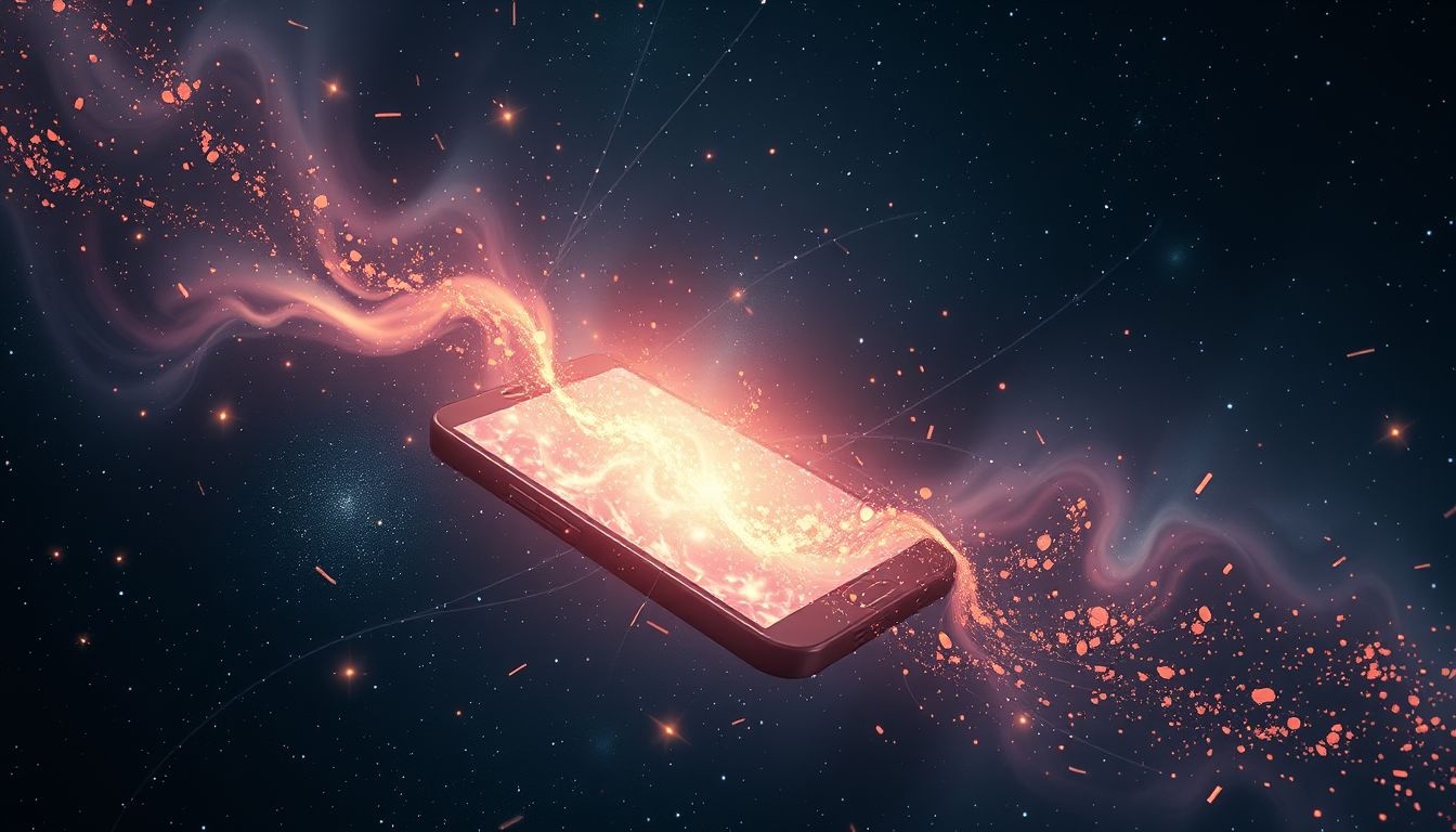 Flikkerend telefoonscherm in droom symboliseert onduidelijke communicatie.