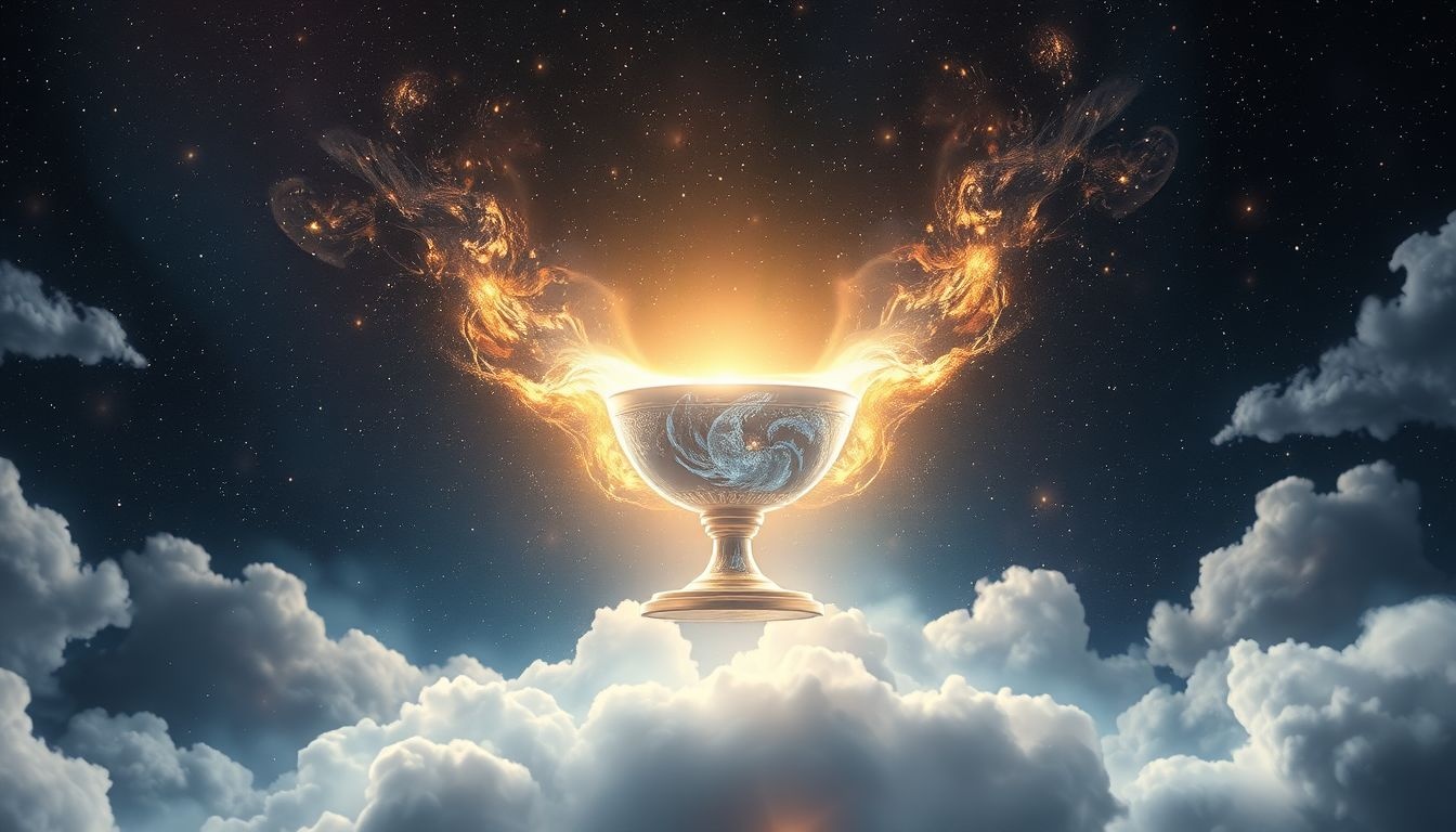 Een volle beker dromen symboliseert overvloed en innerlijke tevredenheid.