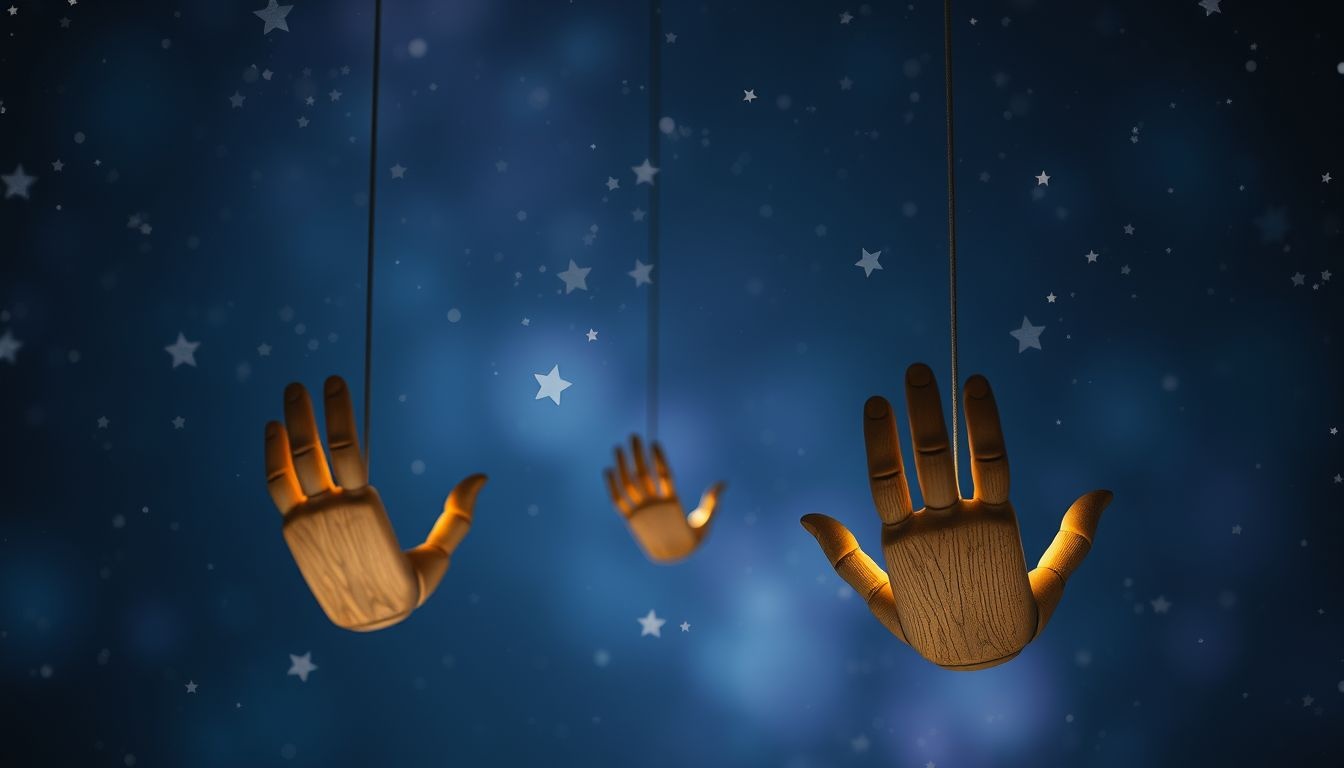 Houten handen symboliseren emotionele afstand en gebrekkige communicatie.