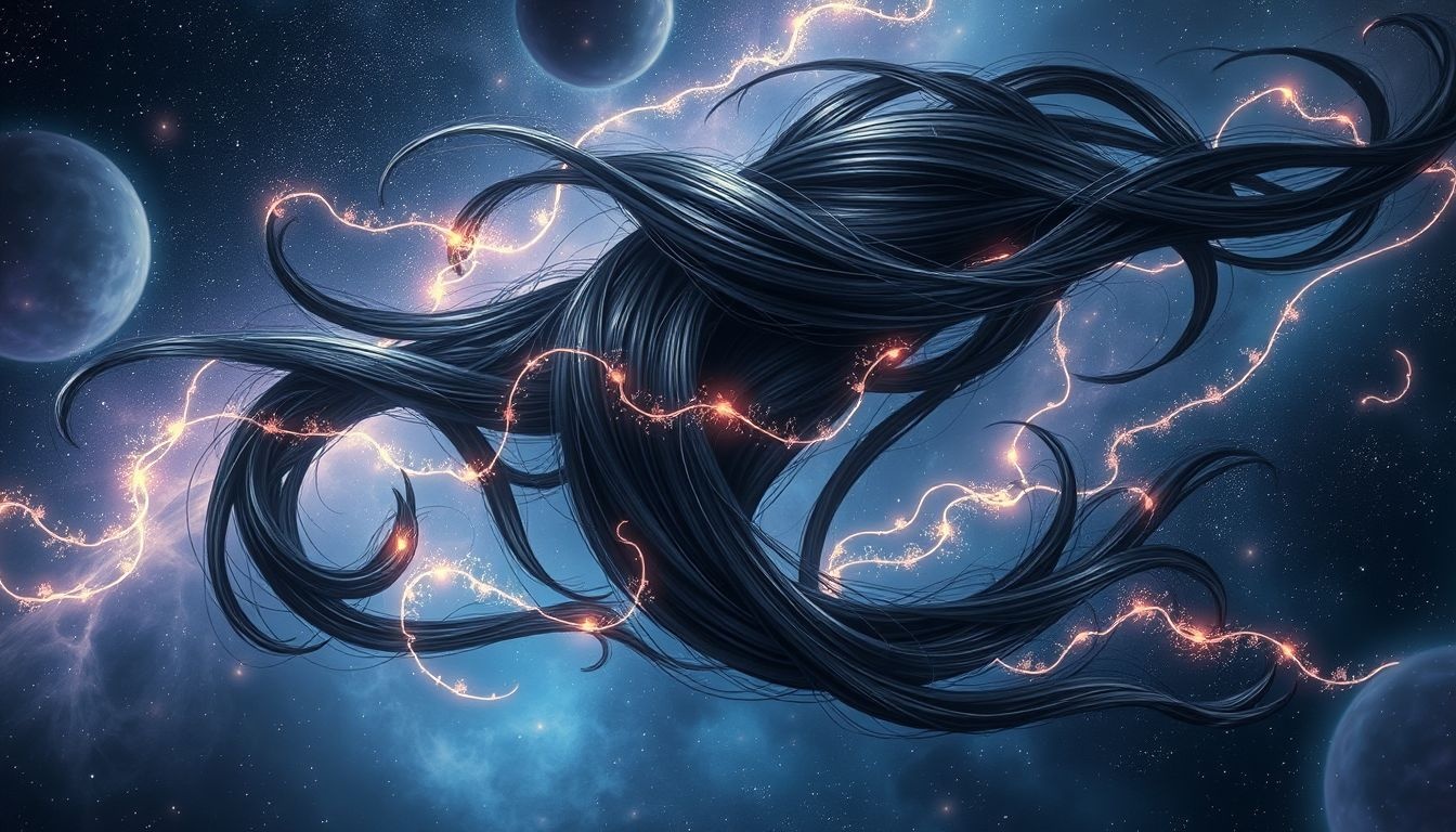 Droom over zwart haar symboliseert vaak kracht en mysterie.