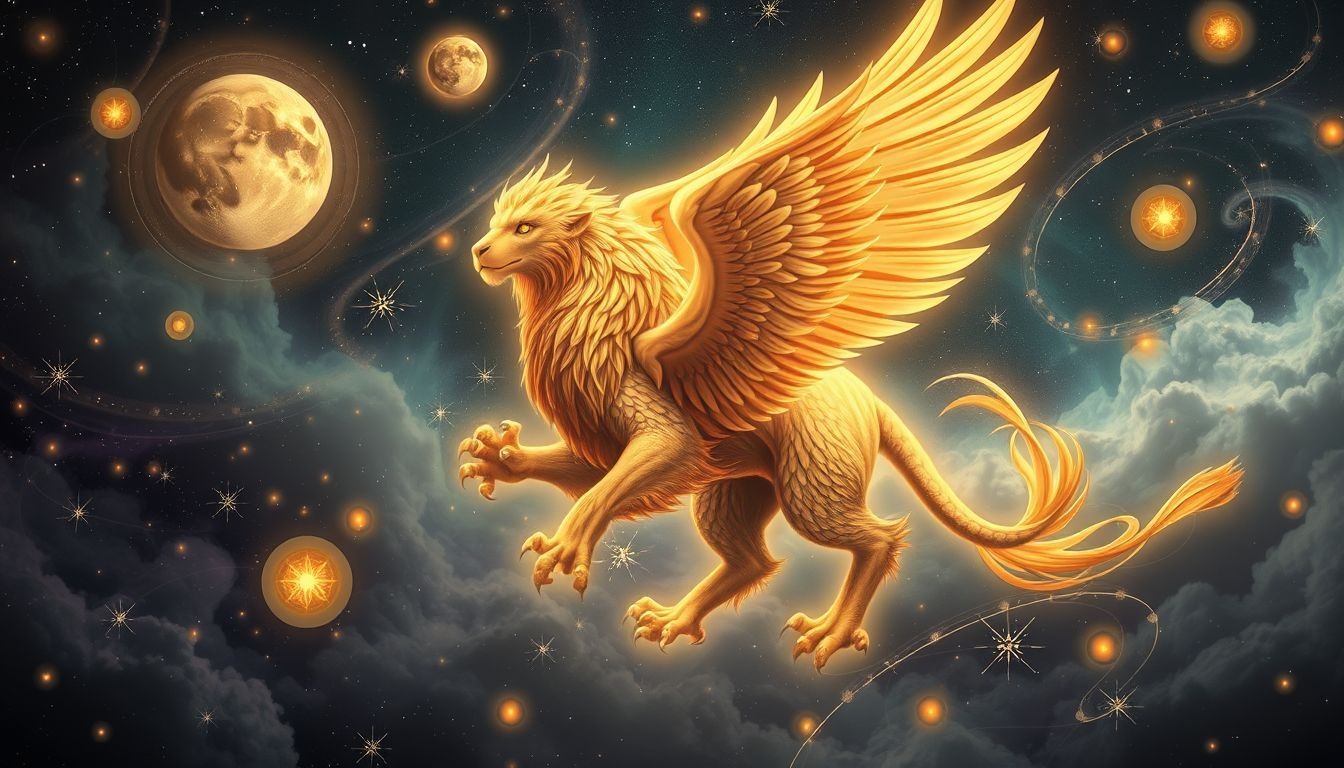 Een griffioen in dromen symboliseert moed en balans.