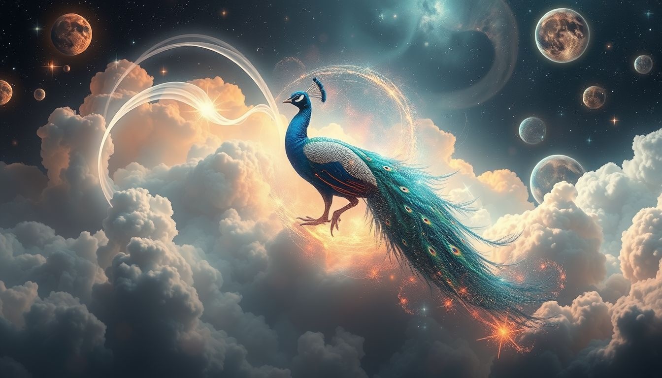 Een pauw verandert in droom symbool voor transformatie en groei.