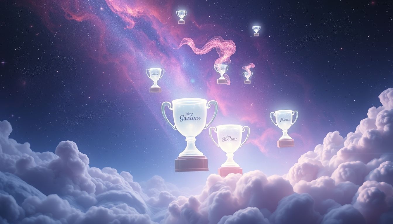 Een trofee met naam symboliseert trots op persoonlijke identiteit.