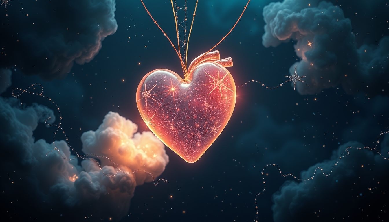 Een hart naaien symboliseert het herstellen van liefde en vertrouwen.