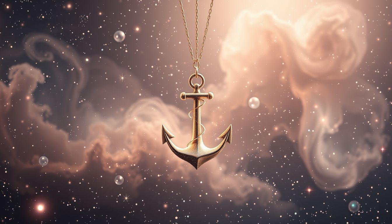 Een anker sieraad symboliseert stabiliteit en hoop in het leven.
