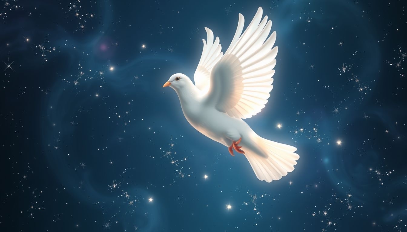 Een duif symboliseert vaak vrede en aanwezigheid van overleden dierbaren.