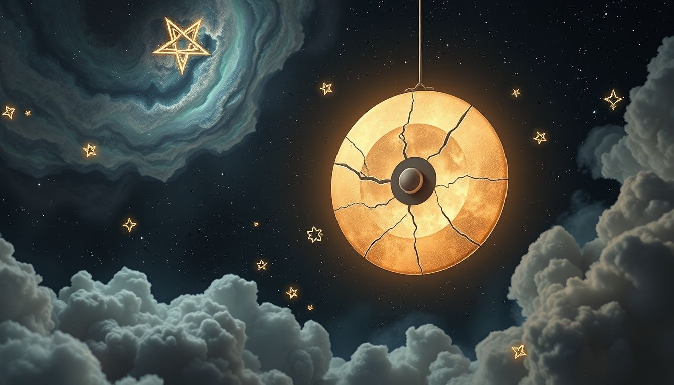 Een gebarsten gong symboliseert innerlijke breuk en emotionele spanningen.