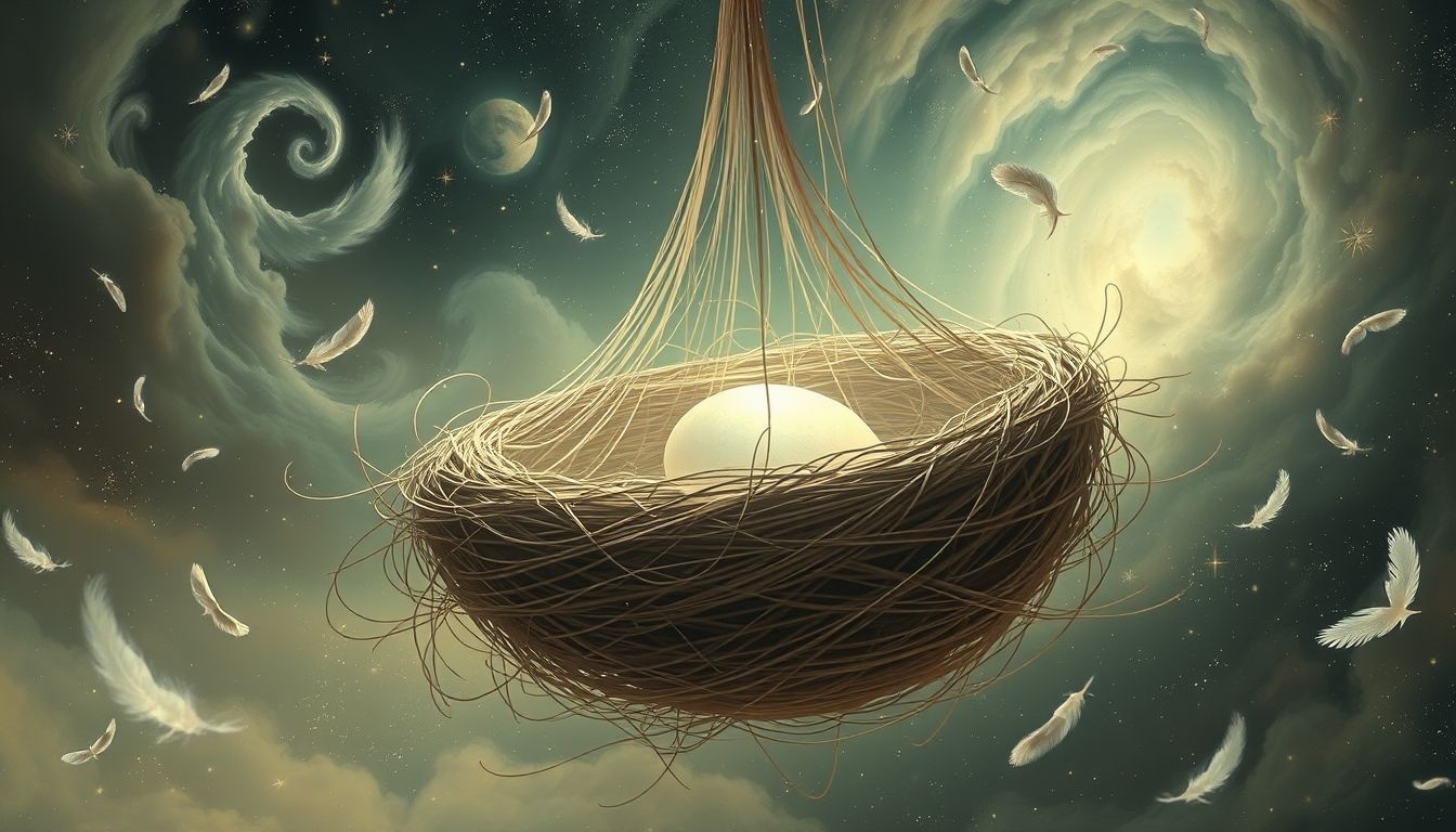 Een groot vogelnest symboliseert overvloed en geborgenheid in dromen.