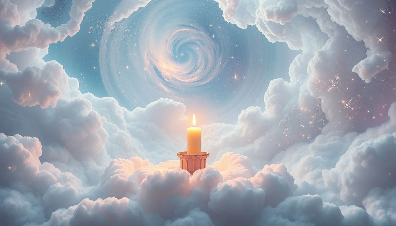 Een kaars op een altaar symboliseert spirituele verlichting en hoop.