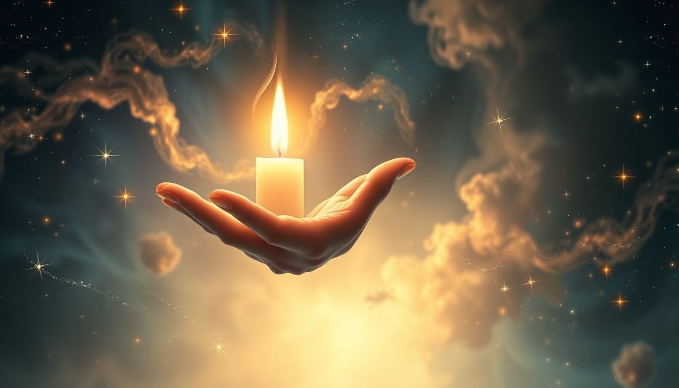 Een kaars vasthouden symboliseert hoop en innerlijk licht.