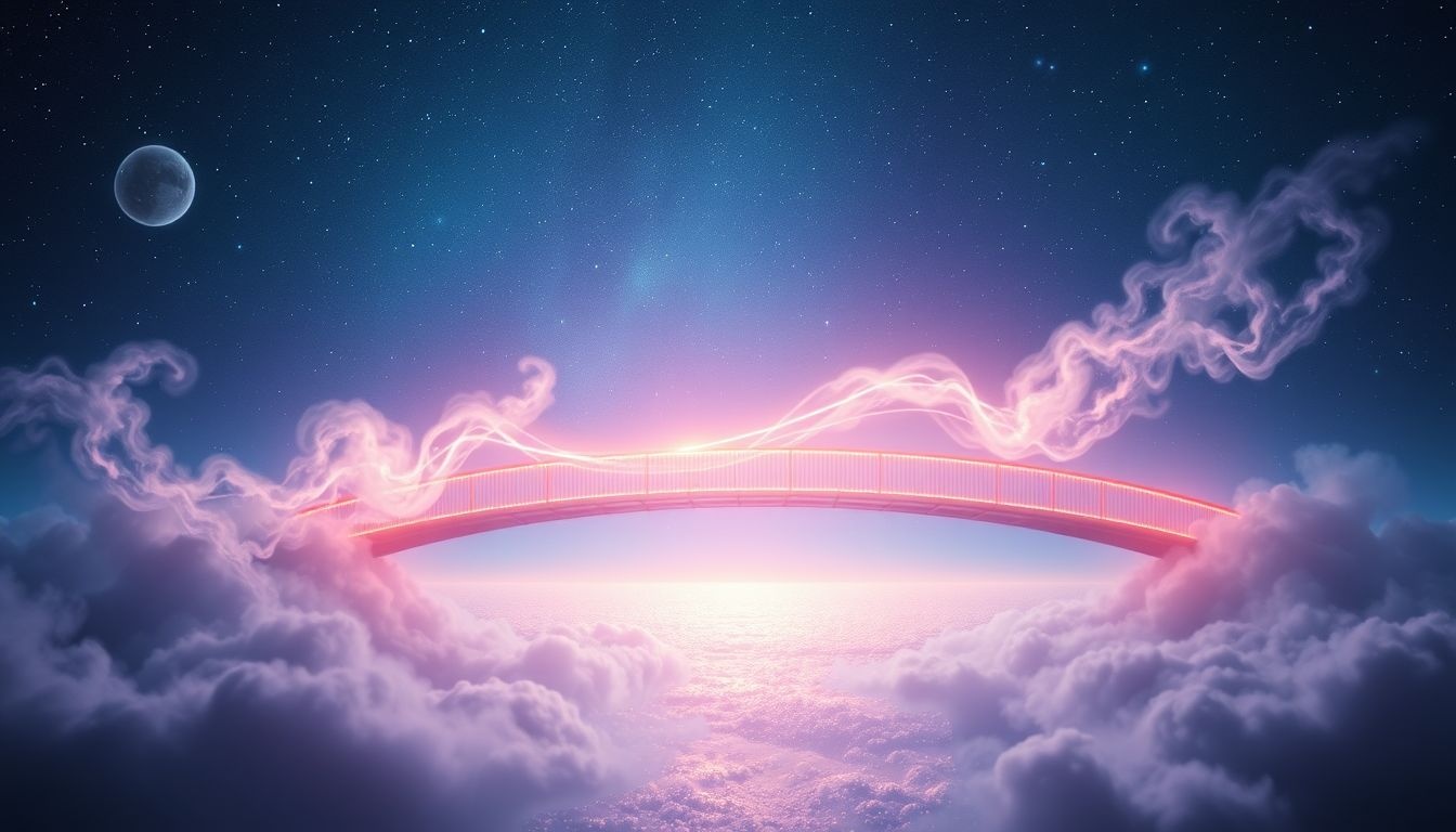 Een korte voetgangersbrug symboliseert snelle overgangen in het leven.