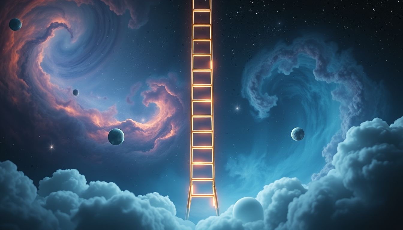 Een wiebelende ladder symboliseert onzekerheid en instabiliteit in het leven.