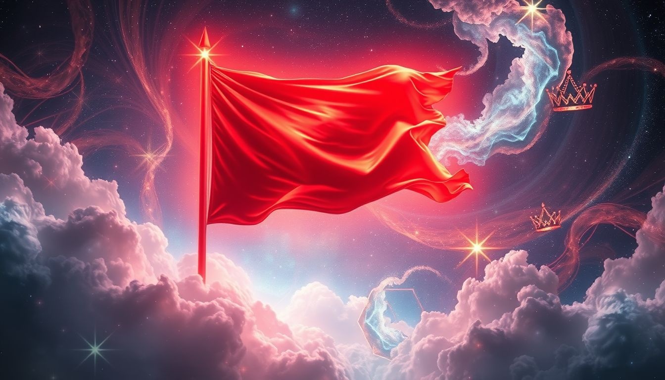 Een scharlakenrode vlag symboliseert vaak krachtige autoriteit en invloed.